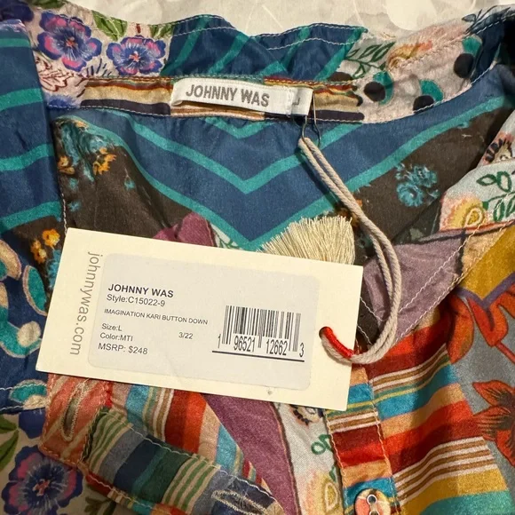 JOHNNY WAS Imagination Kari Button Down Women’s Top. Size L. NWT - Picture 15 of 16
